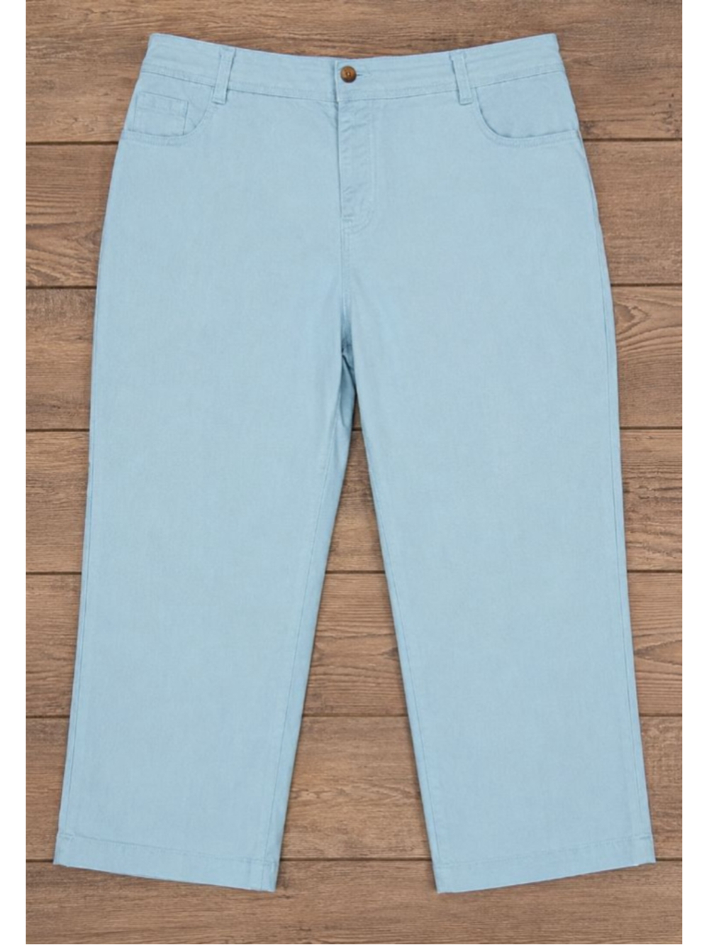 Amber Sun Linen Cotton Blend Capri Pants Light Blue Cropped Casual Size 10